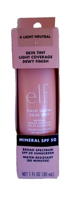 e.l.f. Tinte mineral Halo Glow Skin FPS 50 - 4 luz neutra - 1 fl oz Foto 1 de 4