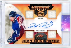 2023 LEAF ULTIMATE HOCKEY - PETER FORSBERG AUTO QUAD RELIC /25 GAME WORN SP HOF - Picture 1 of 2