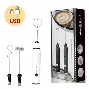 USB Elektrisch Ei Schläger Milch Kaffee Aufschäumer Getränk Aufschäumer Mixer Werkzeug Set 2 Schneebesen - Bild 1 von 13