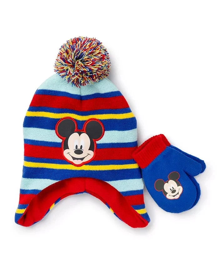 Mickey Mouse Toddler Boys Hat and Mitten Set, 2 Piece - Blue - Image 1 of 1
