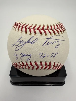 GAYLORD PERRY SIGNED RAWLINGS MLB MAJOR LEAGUE BASEBALL CY YOUNG 72 & 78 - JSA - Image 1 of 4