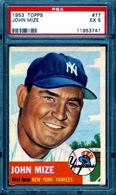 1953 Topps #77 John Mize PSA 5 EX *New York Yankees* Foto 1 de 2