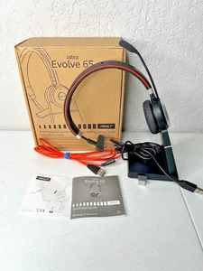 Jabra Evolve 65 MS Mono Headset (Black) w/ Dongle, Charging Hub, Cable, Box - Zdjęcie 1 z 10