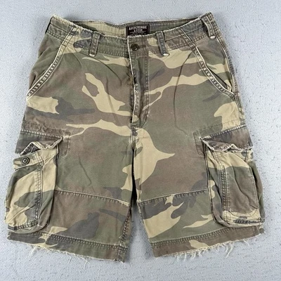 Vtg Y2K Abercrombie Fitch Cargo Shorts 32 Green Camo Distressed Paratrooper - Image 1 of 4