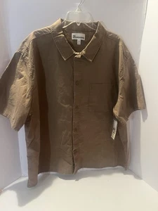 Camisa cuadrada con botones marrón manga corta No Boundaries para hombre 2XL nueva - Imagen 1 de 5