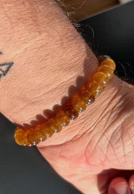 16 cm Goldquarz Armband Gummizug 8x4 mm Rondell Unbehandelt Aventurin Brasilien - Bild 1 von 4