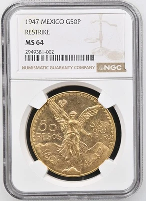 Oro México 1947 50 pesos NGC MS 64 restricción envío gratuito Foto 1 de 2