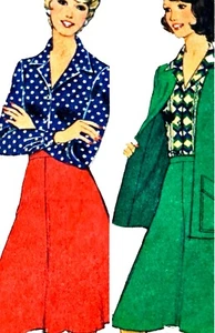 1980s A Line Skirt Longline Slim Blazer Lantern Sleeve Sewing Pattern Style 1058 - Picture 1 of 3