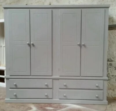 HANDMADE BERKSHIRE GREY 4 DRAWER 4 DOORS QUAD WARDROBE NO FLAT PACKS (ASSEMBLED) - Image 1 of 4