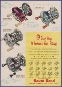Vintage 1955 SOUTH BEND Angelrollen SmoothCast FreeCast 50's Print Ad - Bild 1 von 1