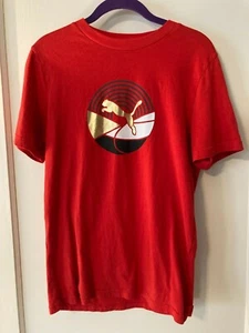 PUMA AS Graphic Short Sleeve Red T-Shirt Size S - Picture 1 of 4
