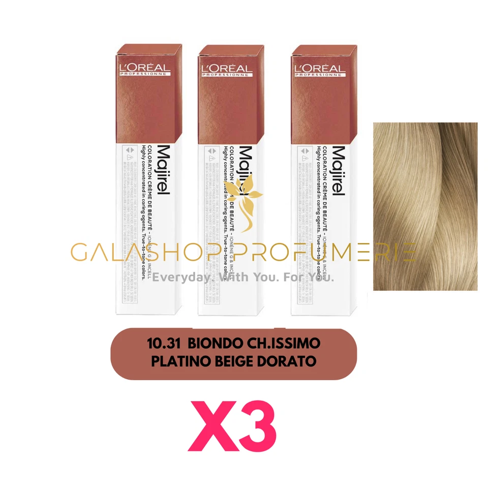 X3 Nuevo Majirel 10.31 Rubio Platino Claro Beige Dorado L'Oreal Permanente Foto 1 de 1