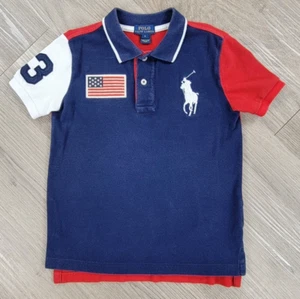 Polo Ralph Lauren Boys Polo Shirt USA Flag Polo Big Pony Red White Blue Size 6 - Picture 1 of 7