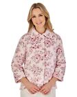 Slenderella Fleece Bed Jacket 3/4 Sleeve Floral Flannel Winter Button Bedjacket