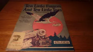 VINT 1921 10 LITTLE FINGERS, 10 LITTLE TOES PIANO SHEET MUSIC-CUTE STORK W BABY - Imagen 1 de 4