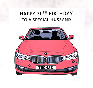 Personalised BMW Birthday Card, Car Birthday Card, Grandson Boyfriend Son