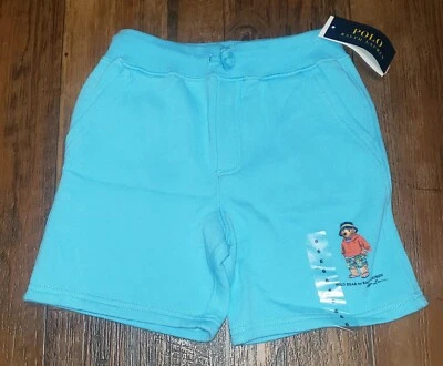 NWT Polo Ralph Lauren Boys Aqua Blue Polo Bear Graphic Shorts  - Image 1 of 2