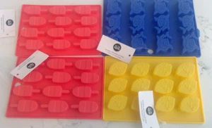 4 Silicone Mini Ice Molds sharks, Lemons, Popsicle / Ice Cream Sun Squad Summer - Picture 1 of 5