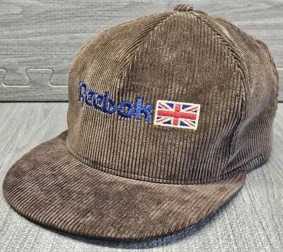 Gorra de pana Reebok vintage con correa de carbón 6 paneles Hip Hop hecha en Estados Unidos ¡GUAU! Foto 1 de 4