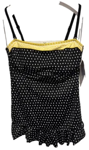 24th & Ocean Tankini Top Ruffle Hem Yellow, Black Removable Straps Padded Size M - Picture 1 of 8
