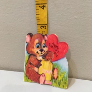 Vtg Valentine Card 70s Big Eyes Hallmark Little Brown Bear Honey Pot Unused - Picture 1 of 2