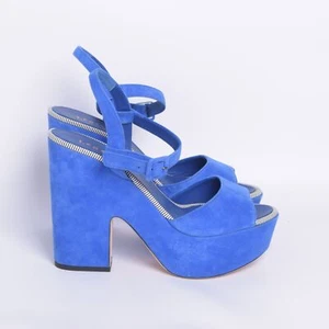 Le Silla Women Blue Sandals Suede Leather Ankle Strap Block Heel Shoes Sz EUR 40 - Picture 1 of 6