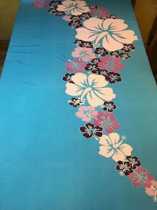 Sarong Pareo Lungi Tuch Blumen Schal Premiumqualität 100% Viskose Rosa Blau - Bild 1 von 6