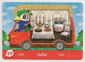 Animal Crossing amiibo Card Julia 29 Welcome Series Ostrich RV Authentic Leaf - Picture 1 of 1