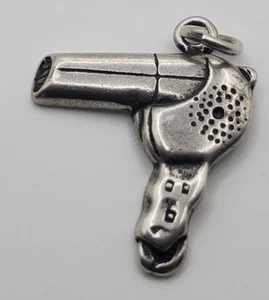 Vintage Sterling .925 Hair Dryer Charm/Pendant - .65" x 1.5 grams - Free Ship - Picture 1 of 3
