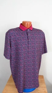 Grayson Large Herren rot grün Wolf Print Golf Polo ohne Platz Logo! - Bild 1 von 11