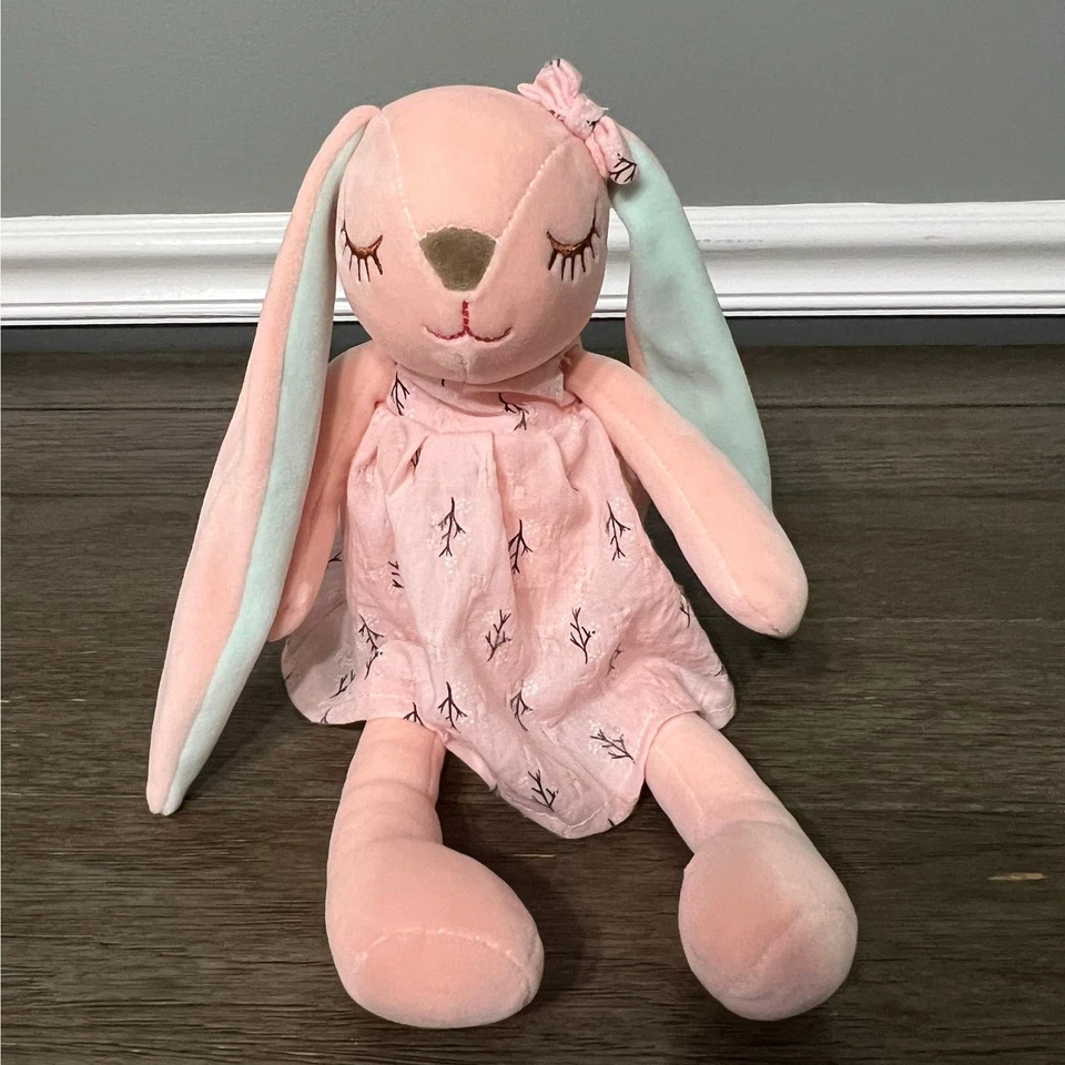 Juguete de peluche conejo rosa ojos dormidos vestido lazo niños peluche Foto 1 de 4