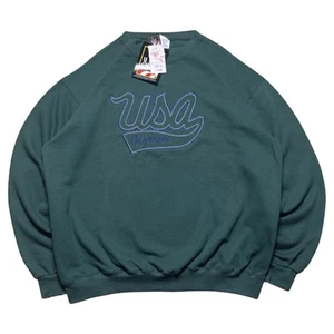 Vintage 90s Team USA Olympics Pullover Sweatshirt Green Mens L NWT - Picture 1 of 6