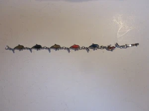 PULSERA VINTAGE PLATA DELFINES 7" largo - Imagen 1 de 4