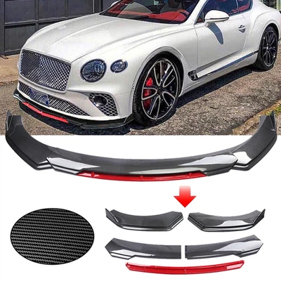 Carbon Fiber Red+Front Bumper Lip Spoiler Splitter Kits For Bentley Continental Foto 1 de 4