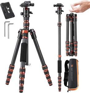 K&F Concept 60" Carbon Fiber Camera Tripod Super Lightweight 17 lb Load for DSLR - Picture 1 of 13