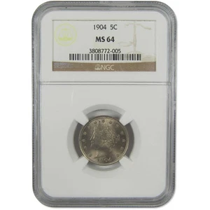 1904 Liberty Head V Nickel MS 64 NGC Uncirculated 5c Coin - Picture 1 of 4