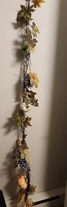 Hobby Lobby 5' x 6" Autumn Harvest Leaves Pumpkins Thanksgiving Twig Garland NEW - Picture 1 of 10
