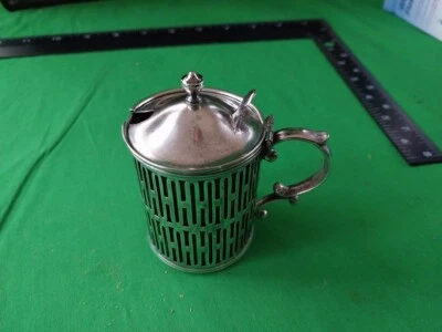 Olla de mostaza de plata esterlina Watson Co. con inserto de vidrio rojo arándano/rubí Foto 1 de 4