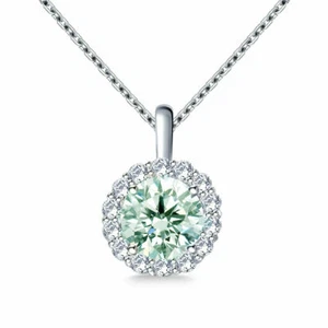 1.43 Ct Blue White Color Round Moissanite Diamond 925 Silver Engagement Pendant - Picture 1 of 3