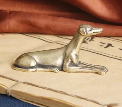 Estatuilla de animal perro galgo de latón pequeña estatua mesa decoración del hogar regalos Foto 1 de 4