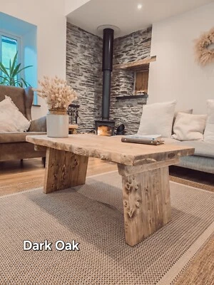 Live Edge With Angled Legs Chunky Rustic Farm Style Coffee Table Rustic Solid - Image 1 of 4