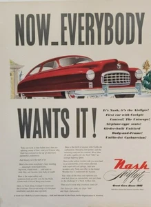 Anuncio impreso de Nash Airflyte 1949 Coche rojo. Post Segunda Guerra Mundial. - Imagen 1 de 1