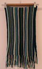 Knitted Long Green/Multi Colour Stripe Scarf With Tassles Father's Day