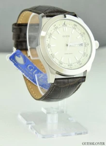 NWT Unisex Men Watch GUESS Brown Leather Classic New W0064G1 USA - Picture 1 of 1