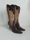 DONALD J PLINER RUSSELL & BROMLEY Brown Leather Cowboy Boots Size UK 7.5 EU 41