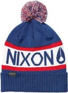 Nixon Teamster R Navy White Beanie Wool Hat Mens - Picture 1 of 1