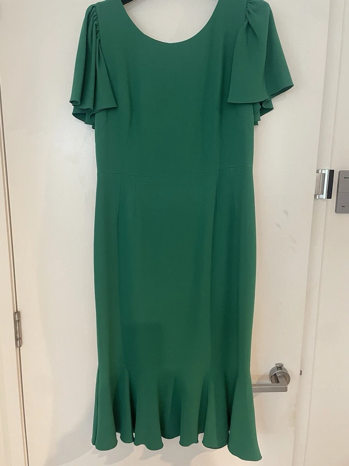 $1,645 Vestido Dolce & Gabbana Cady Manga Acampanada Dobladillo Volantes IT 48 Aus 16 EE. UU. 14 Foto 1 de 4