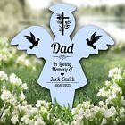 Angel Blue Dad Black Doves Cross Remembrance Garden Plaque Grave Memorial Stake