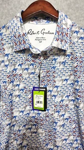 Camisa Polo de Golf Robert Graham Para Hombres Casa Club Geométrica Camuflada Rendimiento Pequeña $128 - Imagen 1 de 5
