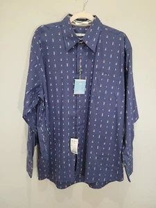 NEW Burma Bibas Men’s Size Large L Blue Geometric Print Long Sleeve Shirt - Picture 1 of 8